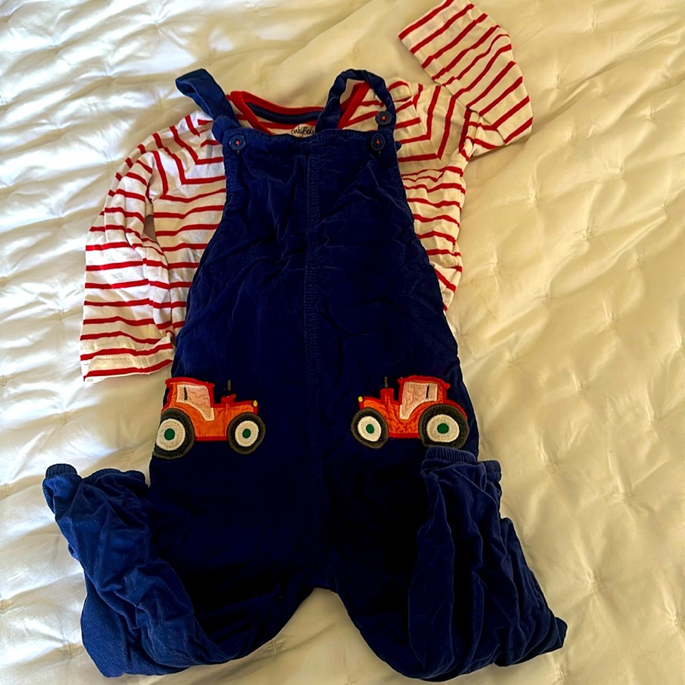 Baby Boden corduroy overalls set tractor design 2-3